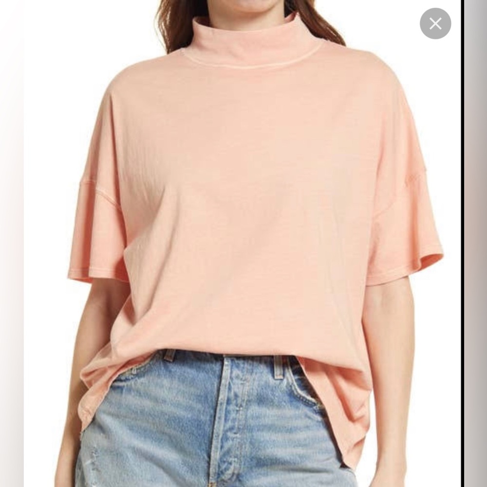 We The Free Mock Neck Tee Peach